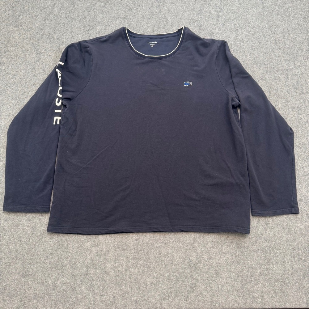 Lacoste Men's Long Sleeve Pajama T-Shirt XXL Navy Blue Logo Sleepwear